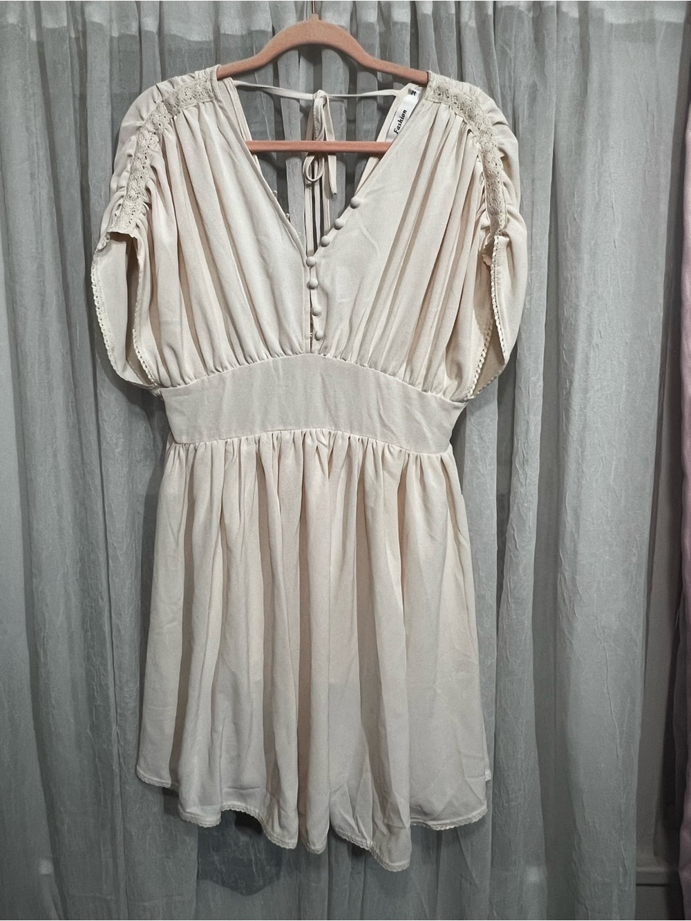 Cream Crochet-Yoke Sleeveless Dress - Fashion Label